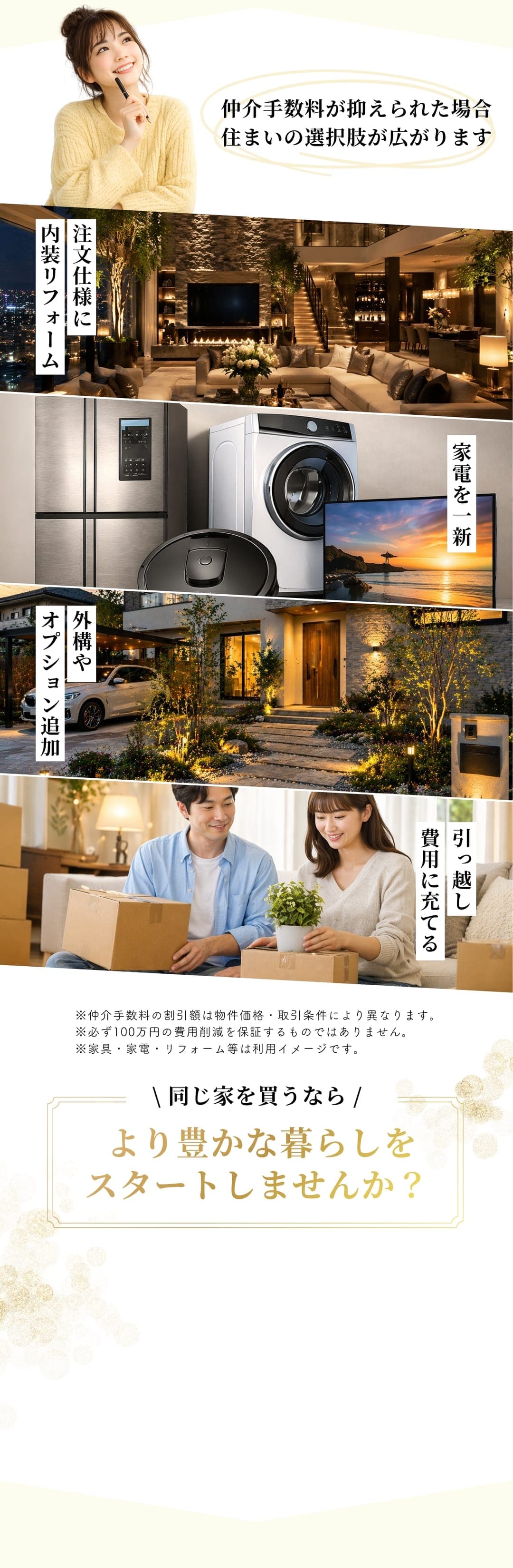 仲介手数料の違いはこれだけあります!通常の不動産会社は仲介手数料約100万円~、イオンハウジング イオンモール筑紫野店は仲介手数料0円。この差は決して小さくありません。